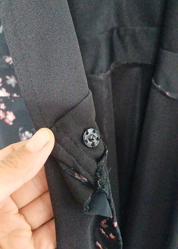 Siyah Çiçek Desenli Bohem Midi Elbise - Görsel 5