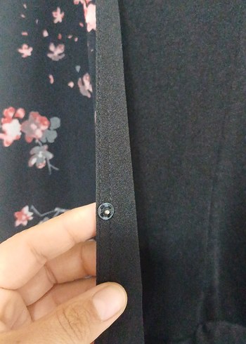 Siyah Çiçek Desenli Bohem Midi Elbise - Görsel 6