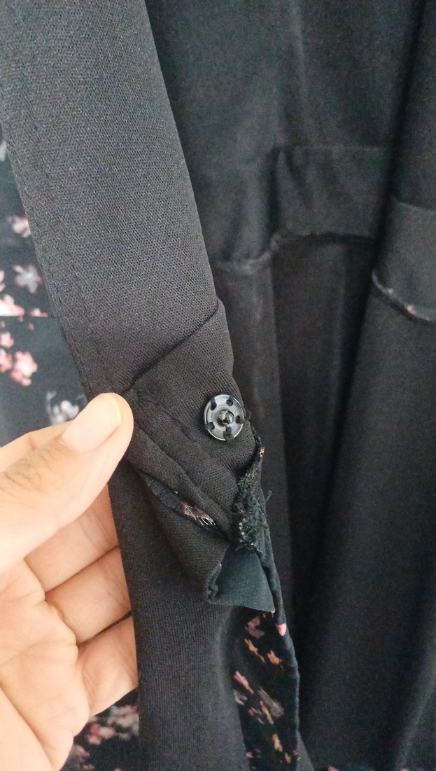 Siyah Çiçek Desenli Bohem Midi Elbise - Görsel 5