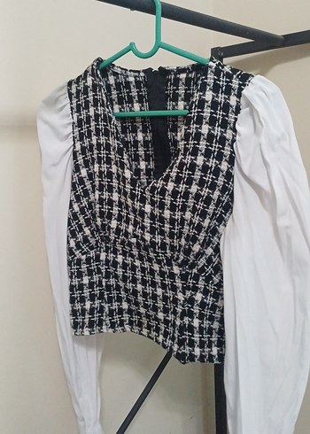 V Yaka Bel Detaylı Midi Kadın Bluz - Görsel 2