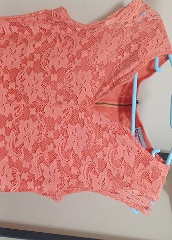 Pembe Dantel Detaylı V Yakalı Midi Elbise - Görsel 2