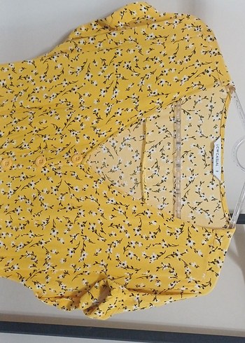 Sarı V Yaka Midi Bohem Elbise - Görsel 3