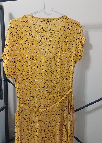 Sarı V Yaka Midi Bohem Elbise - Görsel 5