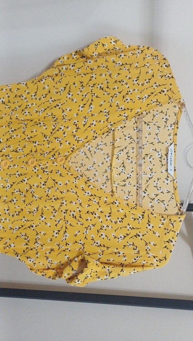 Sarı V Yaka Midi Bohem Elbise - Görsel 3