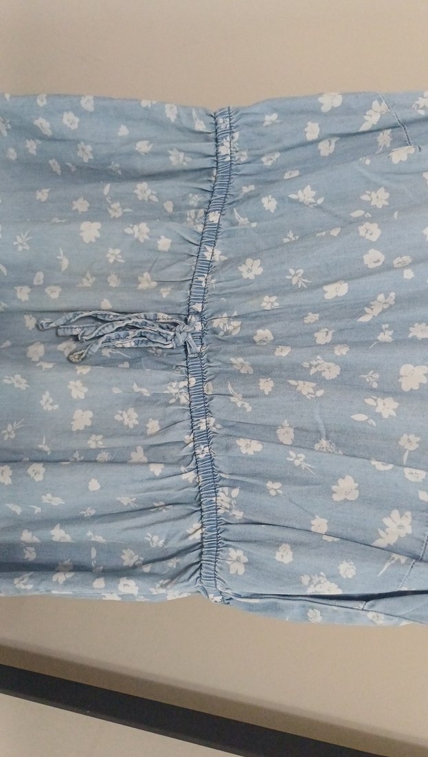 Mavi Bohem Bağcıklı Midi Elbise - Görsel 3