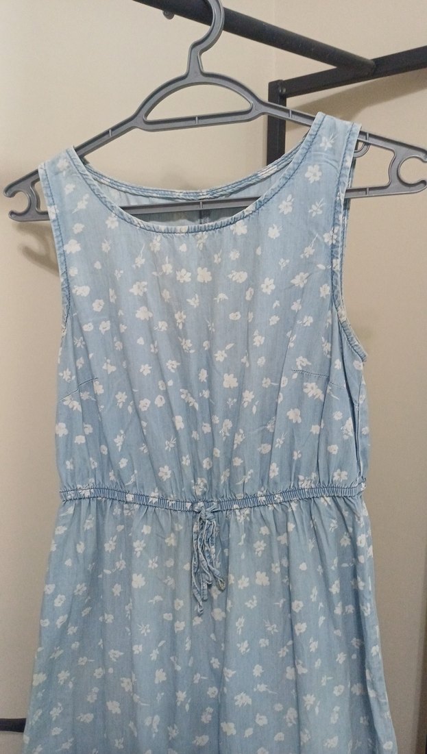 Mavi Bohem Bağcıklı Midi Elbise - Görsel 2