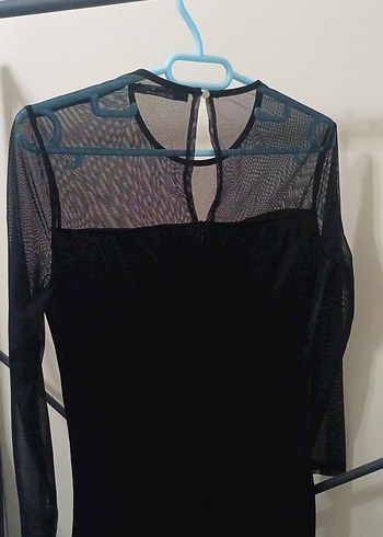 Siyah Uzun Kollu Gotik Kadın Abiye Elbise - Görsel 4