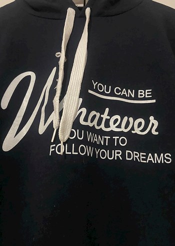 m Beden Kapüşonlu Baskılı Kadın Sweatshirt Elbise