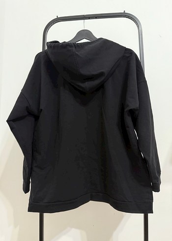 Siyah Kapüşonlu Oversize Sweatshirt - Görsel 3
