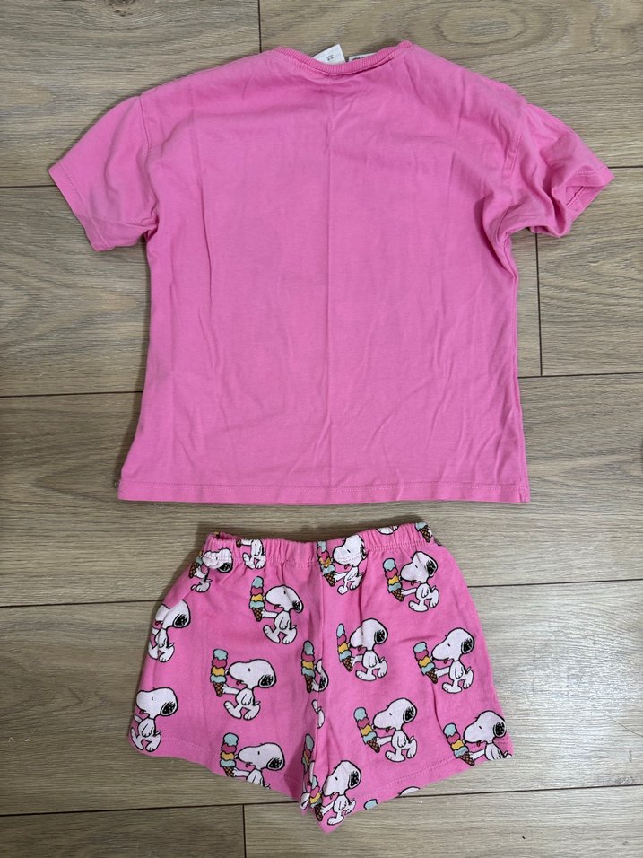 Kız Çocuk Pembe Snoopy Baskılı Tişört - Görsel 2