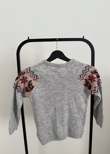 Nakışlı Gri Erkek Çocuk Triko Kazak - Görsel 3