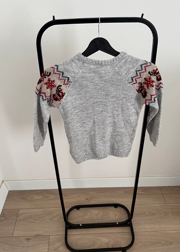 Nakışlı Gri Erkek Çocuk Triko Kazak - Görsel 4