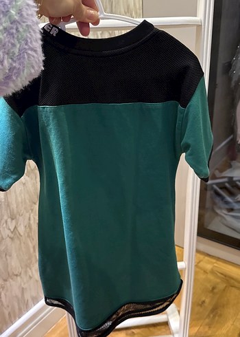 Kız Çocuk Yeşil Düğmeli elbise - Görsel 4