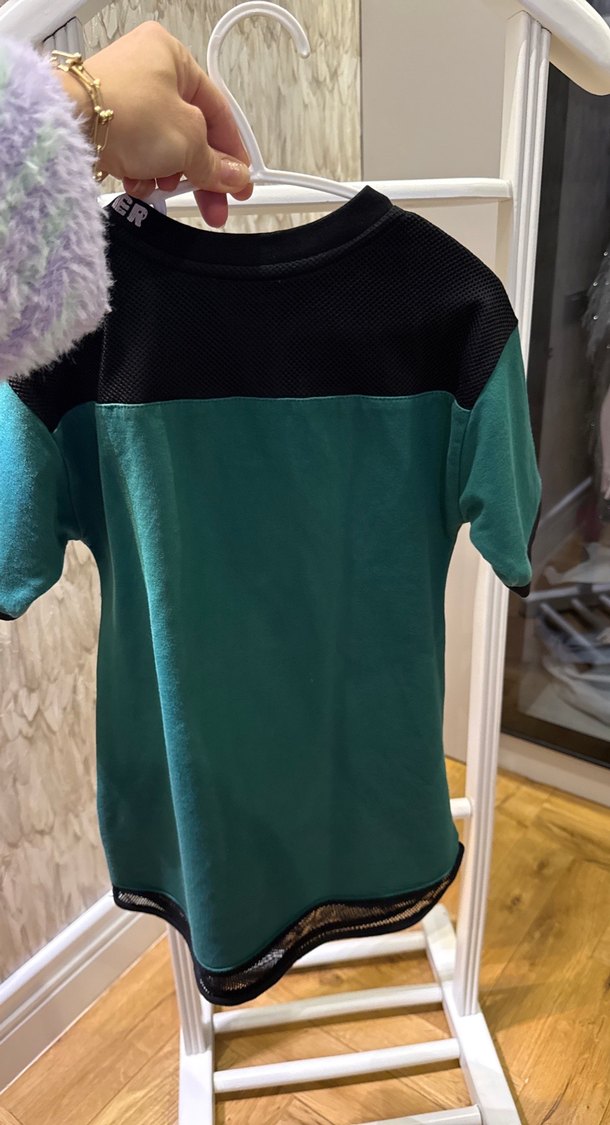 Kız Çocuk Yeşil Düğmeli elbise - Görsel 4