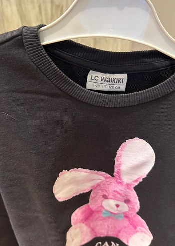 Kız Çocuk Pembe Tavşan Baskılı Sweatshirt - Görsel 2