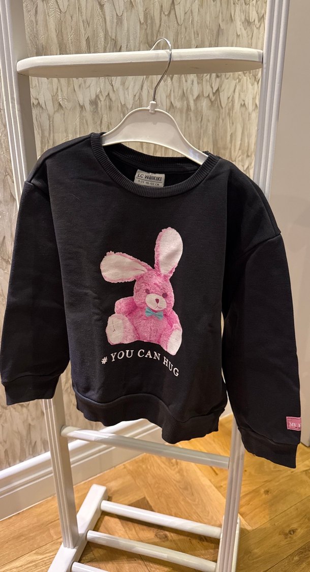 Kız Çocuk Pembe Tavşan Baskılı Sweatshirt - Görsel 3