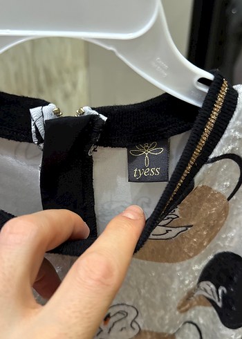 Kız Çocuk Gri Uzun Kollu Desenli Elbise - Görsel 2