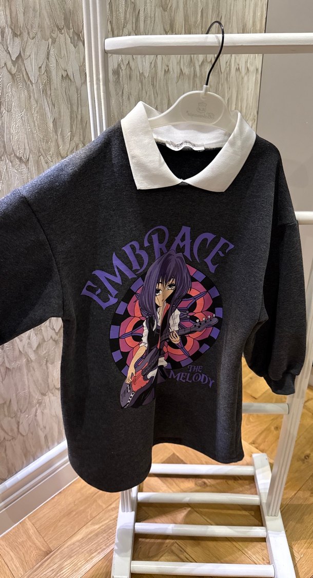 Çocuk  Mor Goth Sweatshirt Elbise - Görsel 3