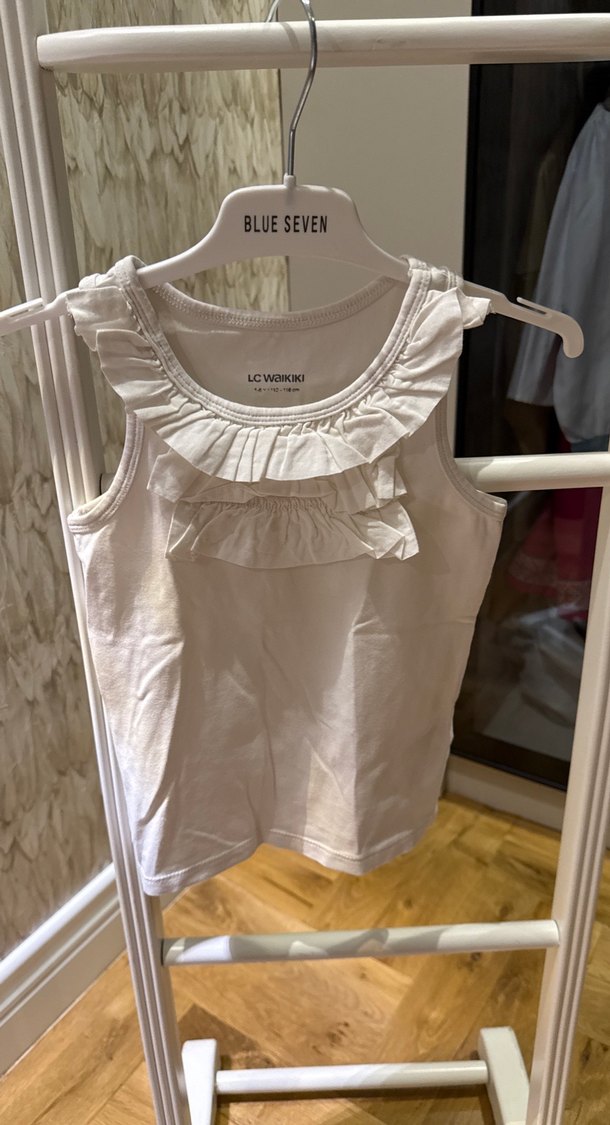 Beyaz Kız Çocuk Fırfırlı Atlet - Görsel 2