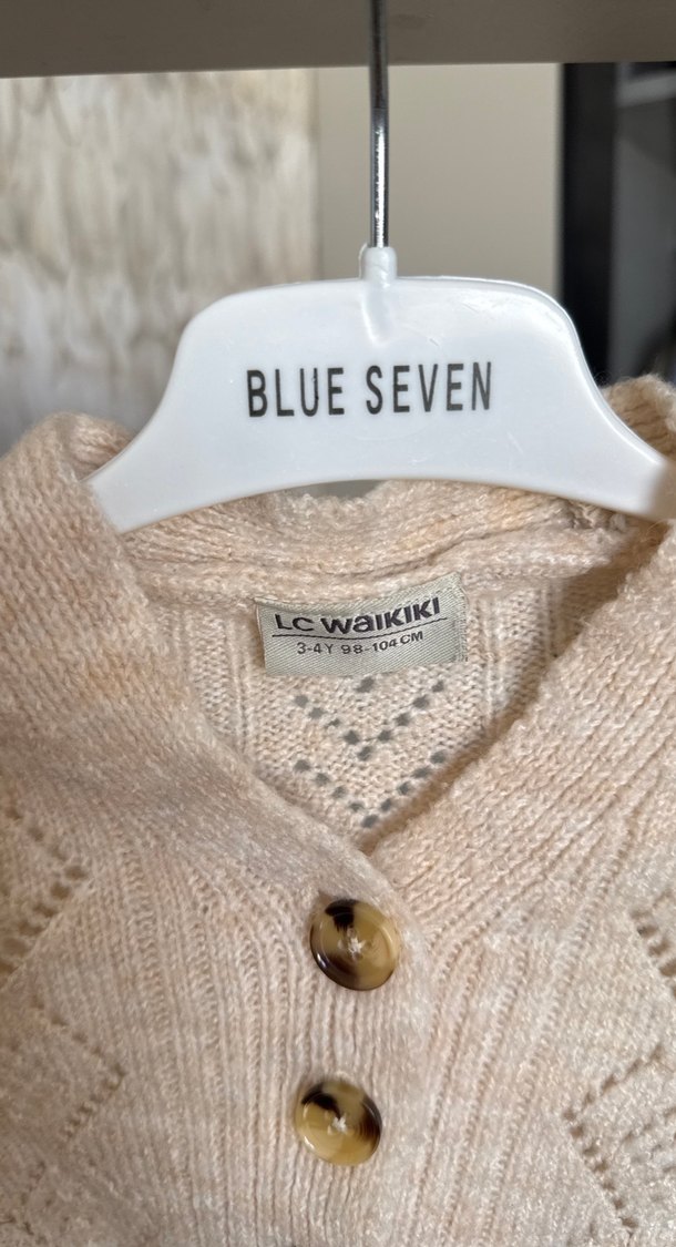 Kız Çocuk Bej Bohem Nakışlı Triko Bolero - Görsel 2