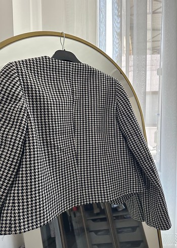 m Beden Gri Pötikareli Midi Kadın Blazer Ceket