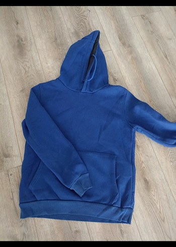 Mavi Kapüşonlu Kadın Sweatshirt - Görsel 4