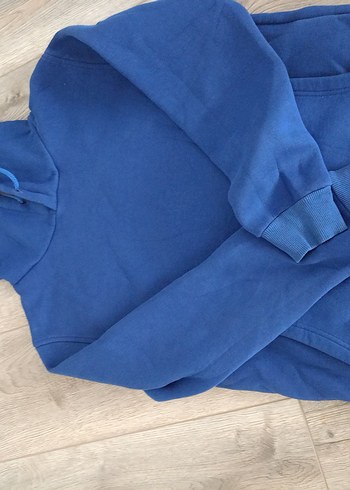 Mavi Kapüşonlu Kadın Sweatshirt - Görsel 2