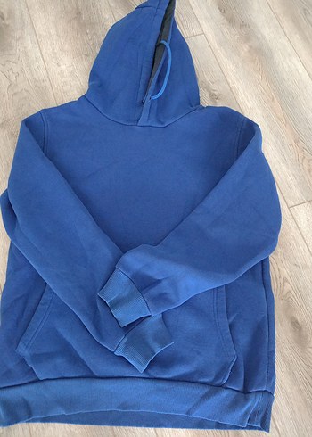 Mavi Kapüşonlu Kadın Sweatshirt - Görsel 6