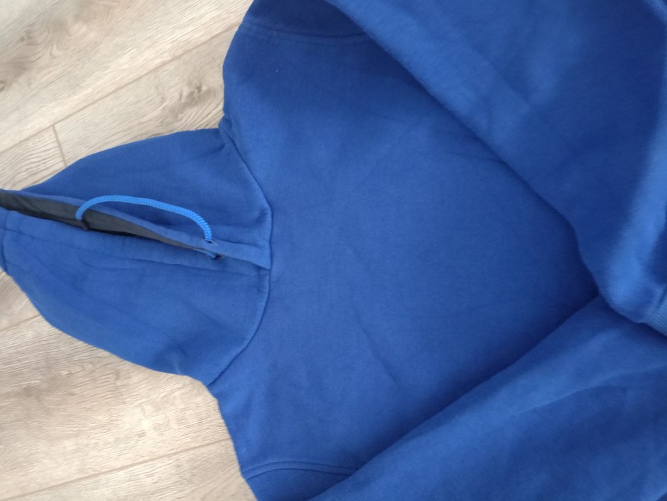 Mavi Kapüşonlu Kadın Sweatshirt - Görsel 3