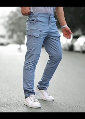 Gri Regular Fit Erkek Kemerli Pantolon - Görsel 2