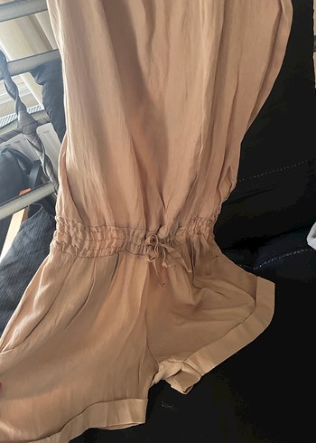 Bej Keten Fırfırlı Kadın Tulum - Görsel 4