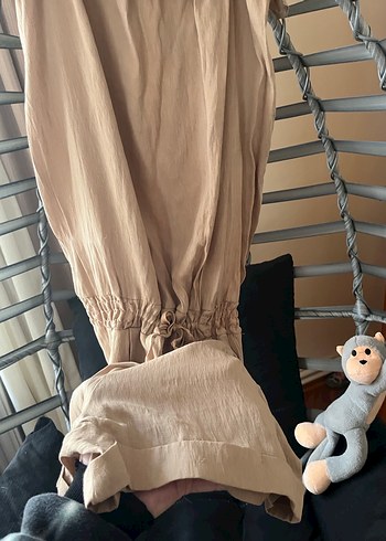 Bej Keten Fırfırlı Kadın Tulum - Görsel 3