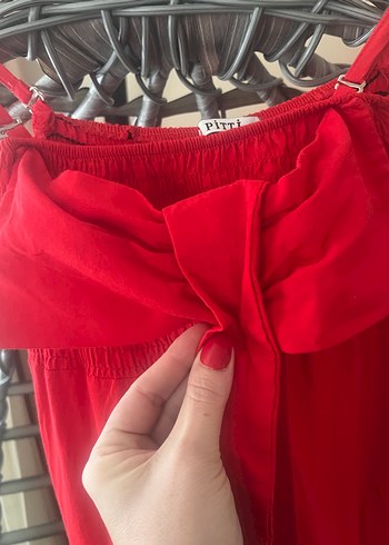 Kırmızı Kemerli Çıkabilir Askılı Tulum - Görsel 3