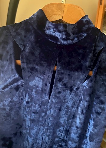 Saks Mavisi Bağlamalı Yüksek Yakalı Kadın Body - Görsel 7