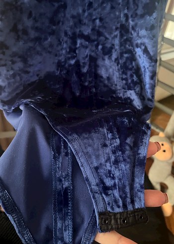 Saks Mavisi Bağlamalı Yüksek Yakalı Kadın Body - Görsel 9