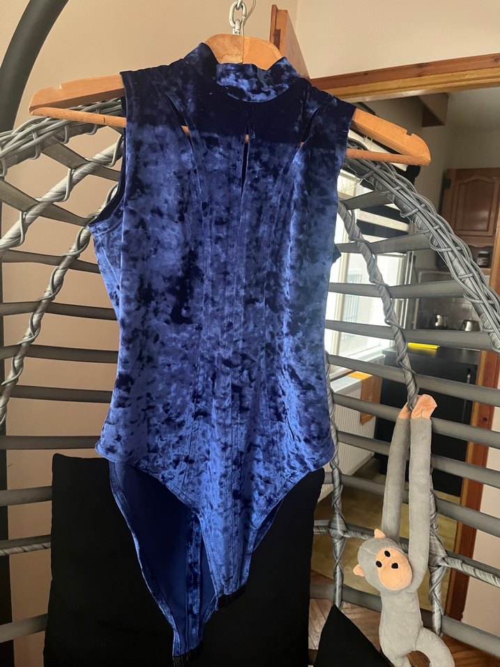 Saks Mavisi Bağlamalı Yüksek Yakalı Kadın Body - Görsel 2