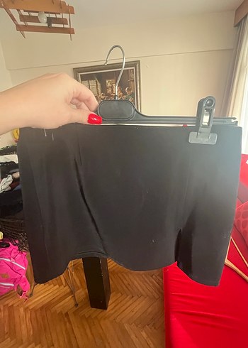 Siyah Mini Etek, Yırtmaçlı, Dar Kesim - Görsel 2