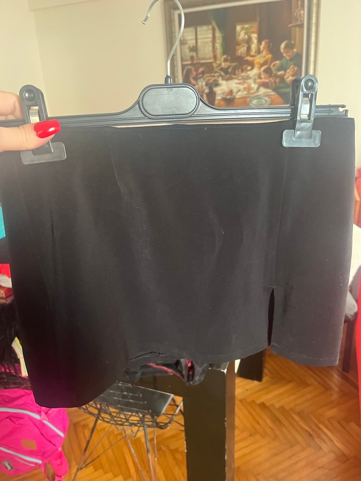 Siyah Mini Etek, Yırtmaçlı, Dar Kesim - Görsel 4