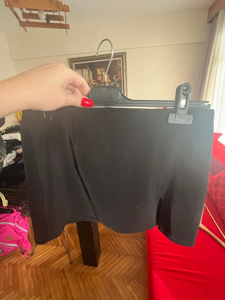 Siyah Mini Etek, Yırtmaçlı, Dar Kesim - Görsel 2