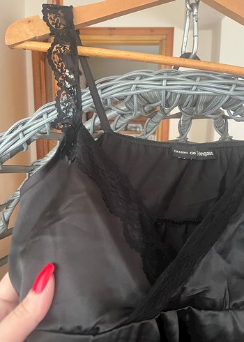 Siyah Saten Dantel Defaylı Bluz - Görsel 8