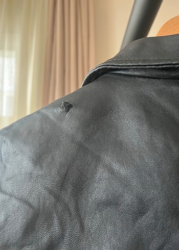 Düğmeli Siyah Deri Kadın Ceket - Görsel 3