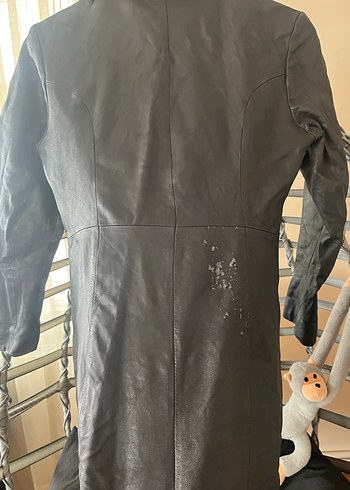 Düğmeli Siyah Deri Kadın Ceket - Görsel 2