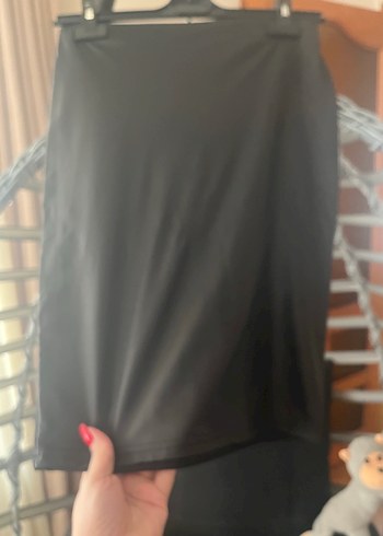 Siyah Deri Midi Kalem Etek - Görsel 2