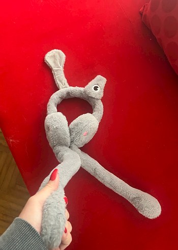 Kulakları Hareketli Gri Peluş Kurbağa Oyuncak - Görsel 4