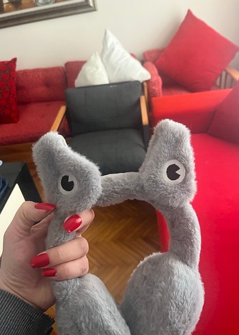 Kulakları Hareketli Gri Peluş Kurbağa Oyuncak - Görsel 5