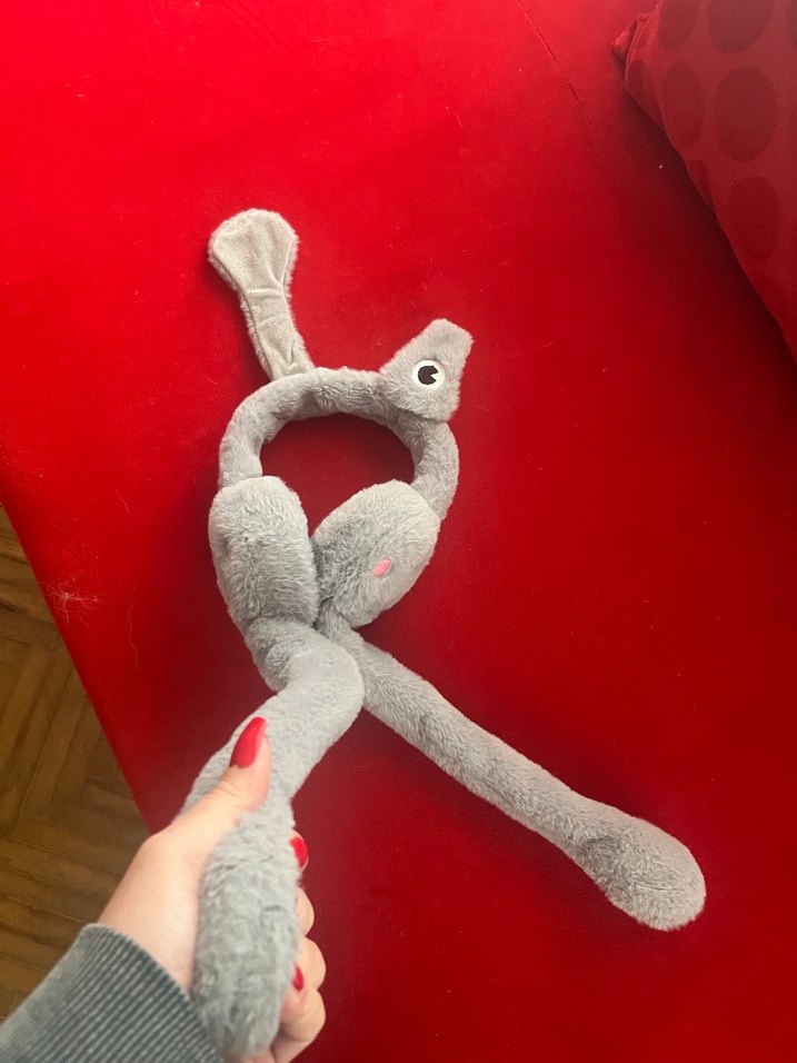 Kulakları Hareketli Gri Peluş Kurbağa Oyuncak - Görsel 4