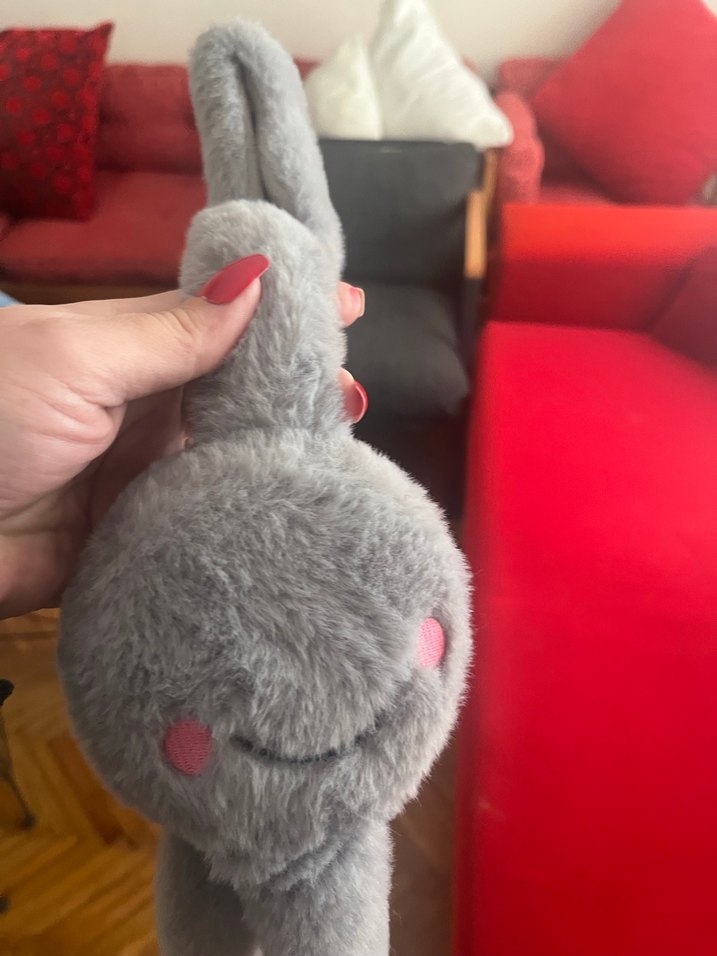 Kulakları Hareketli Gri Peluş Kurbağa Oyuncak - Görsel 3