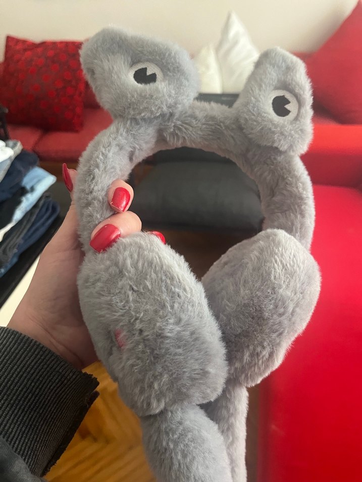 Kulakları Hareketli Gri Peluş Kurbağa Oyuncak - Görsel 2