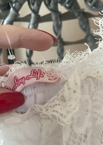 Dantel Detaylı Beyaz ve Ekru Bohem Elbise - Görsel 3