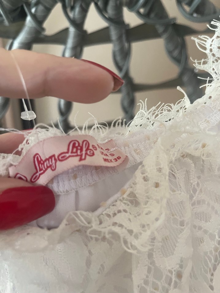 Dantel Detaylı Beyaz ve Ekru Bohem Elbise - Görsel 3